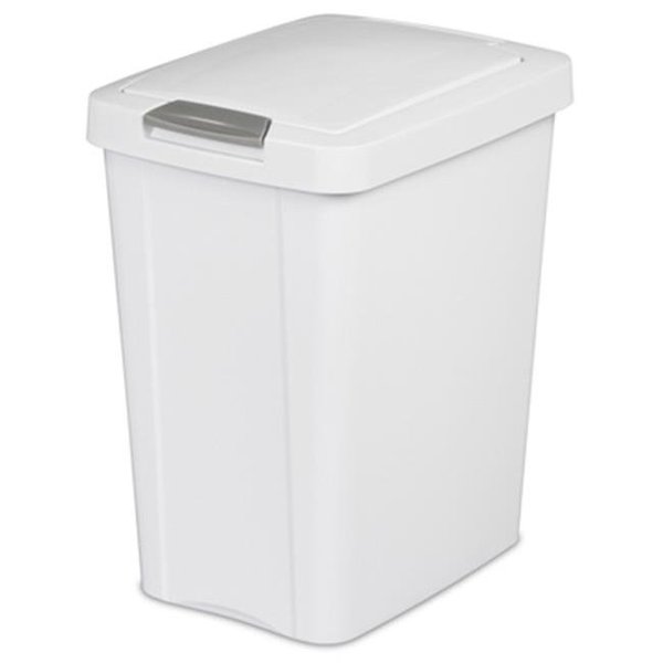 Dendesigns 10438004 28 Ltr. Touch Top Wastebasket Can; White DE138490